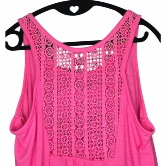 Pink High Low Tank Top Sugar Skull Roses Lace Back Detail Womens Dia De Muertos - Picture 10 of 11